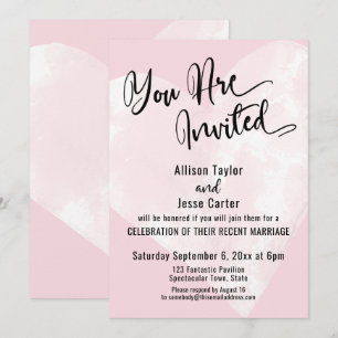Invitation Aquarelle blanche Coeur Pastel Rose Vous Êtes Invi