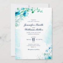 Aquarelle bleu Aqua Mariage Floral