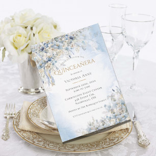 Invitation Aquarelle bleu-bleu-bleu-bleu, Script Quinceañera