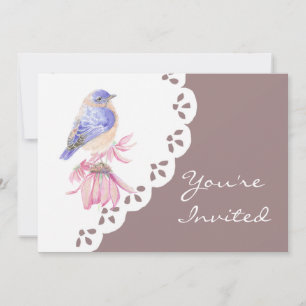 Invitation Aquarelle Bleu Bleu Oiseau de l'Est