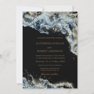 Invitation Aquarelle bleu Budget photo Mariage