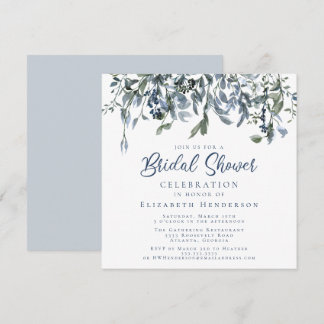 Invitation Aquarelle bleu clair simple Fête des mariées flora