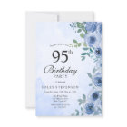 Aquarelle bleu Dusty Floral Chic 95e anniversaire
