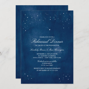 Invitation Aquarelle bleu étoile   Répétition Mariage