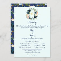Aquarelle bleu Floral Sikh Ik Onkar Mariage