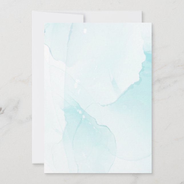 Invitation Aquarelle bleu foncé Boho floral (Dos)