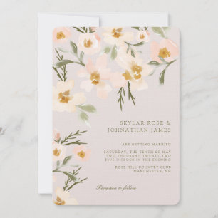 Invitation Aquarelle bleu Gardenia Abstrait rose floral