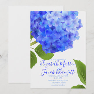 Invitation Aquarelle bleu Hydrangea Mariage