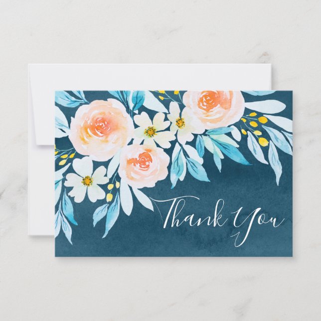 Invitation Aquarelle bleu Mariage (Devant)