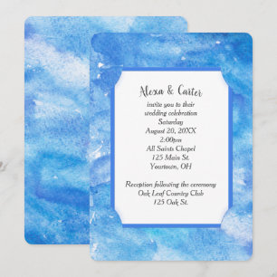 Invitation Aquarelle bleu mariage Abstraite