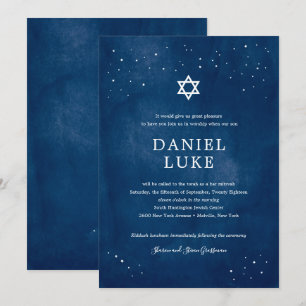 Invitation Aquarelle bleu marine Stress Night Bar Mitzvah