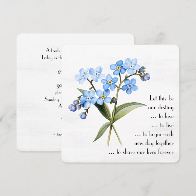 Invitation Aquarelle Bleu Oublier-moi-pas Fleurs (Devant / Derrière)