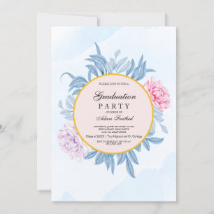 Invitation Aquarelle bleu pâle Aquarelle brillante ​ graduati