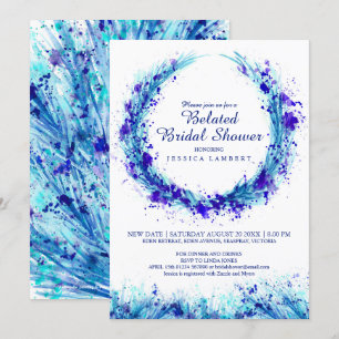 Invitation Aquarelle bleu splat nuptiale