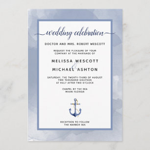 Invitation Aquarelle Bleue Côtier Événement nautique ou Maria