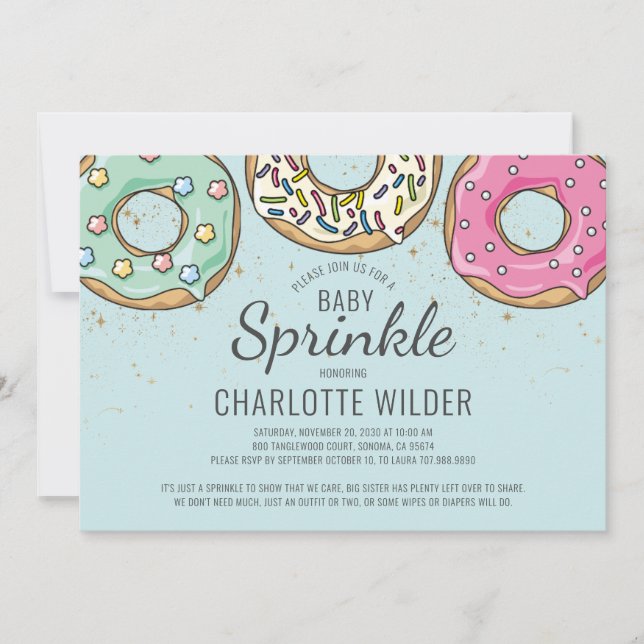 Invitation Aquarelle Bleue Cute Bébé Sprinkle Bébé Garçon Dou (Devant)