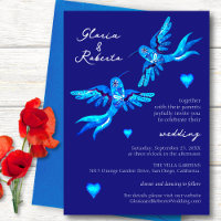 Aquarelle bleue Hummingbirds Mariage mexicain
