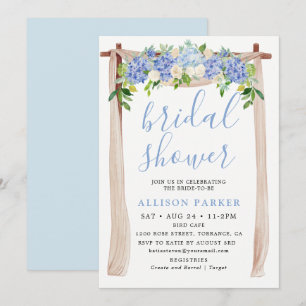 Invitation Aquarelle bleue Hydrangea Arch Floral Bride