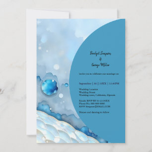 Invitation Aquarelle bleue luxueuse Abstraite Pearlescent
