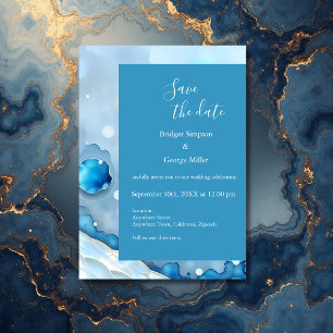 Invitation Aquarelle bleue luxueuse Abstraite Pearlescent