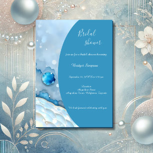Invitation Aquarelle bleue luxueuse Abstraite Pearlescent