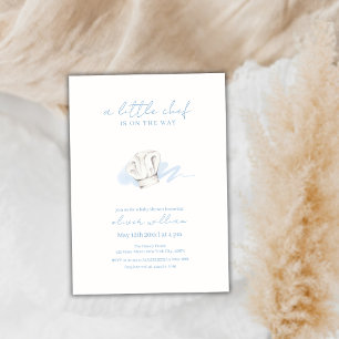 Invitation Aquarelle bleue Moderne Petit Chef Baby shower
