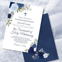 Aquarelle bleue Rose Mariage catholique moderne