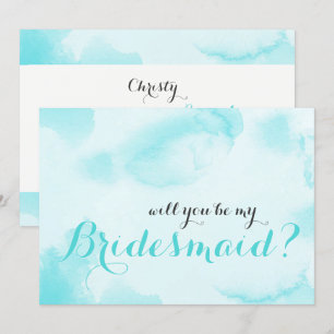 Invitation Aquarelle bleue Seras-tu ma servante