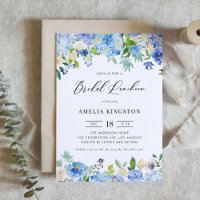 Aquarelle Blue Hydrangea Floral Bridal Luncheon