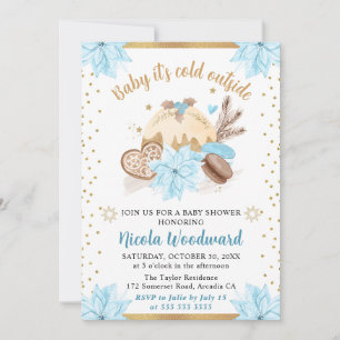 Invitation Aquarelle Blue Winter Cakes & Cookies Baby shower