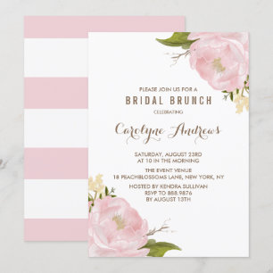 Invitation Aquarelle Blush Pink Peonies Bridal Brunch