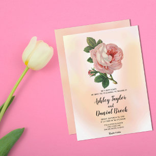 Invitation Aquarelle Blush rose Dusty Rose Floral Mariage