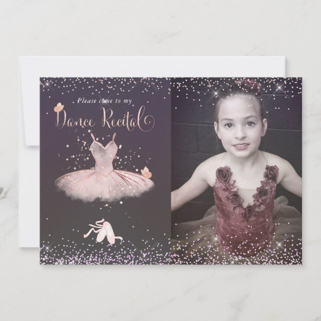 Invitation Aquarelle Blush Tutu n Butterflies Dance Considéra (Devant)