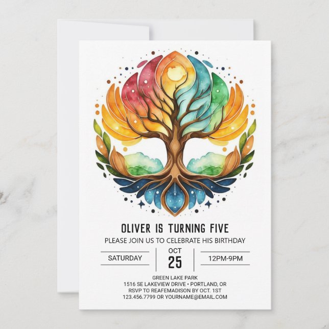 Invitation Aquarelle Bohème de vie Anniversaire (Devant)