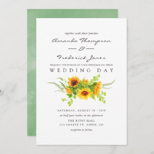 Invitation Aquarelle Bohemian Boho Sunflowers Mariage