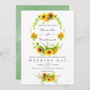 Invitation Aquarelle Bohemian Boho Sunflowers Mariage