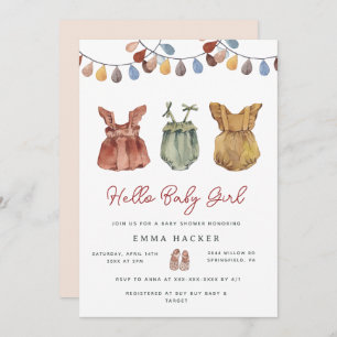 Invitation Aquarelle Boho Baby Girl Douche