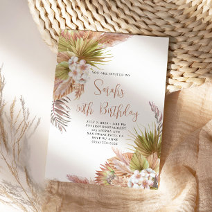 Invitation Aquarelle Boho Beige Floral 50e anniversaire