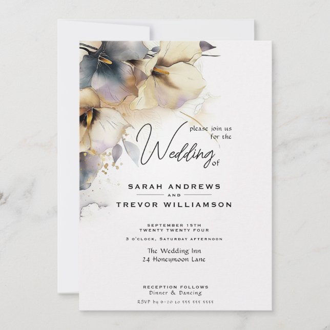 Invitation Aquarelle Boho Calla Lily Floral (Devant)