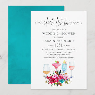 Invitation Aquarelle Boho Chic Floral Stock le Bar