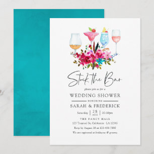 Invitation Aquarelle Boho Chic Floral Stock le Bar