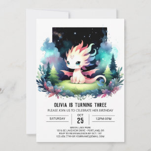 Invitation Aquarelle Boho Dragon Anniversaire