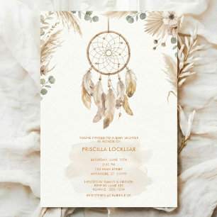 Invitation aquarelle Boho fleur Attrape-rêves Baby Shower