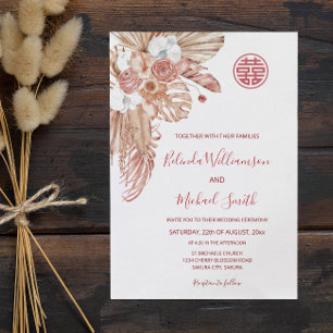Invitation Aquarelle Boho Fleurs Mariage chinois