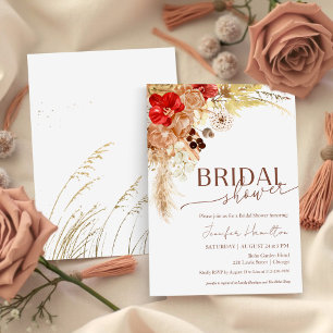 Invitation Aquarelle Boho Floral Fête des mariées en terre