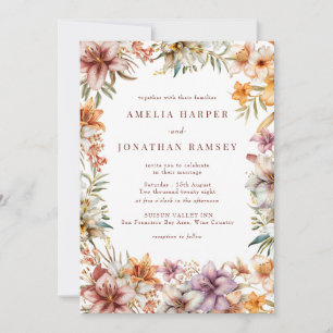 Invitation Aquarelle Boho Flowers Mariage