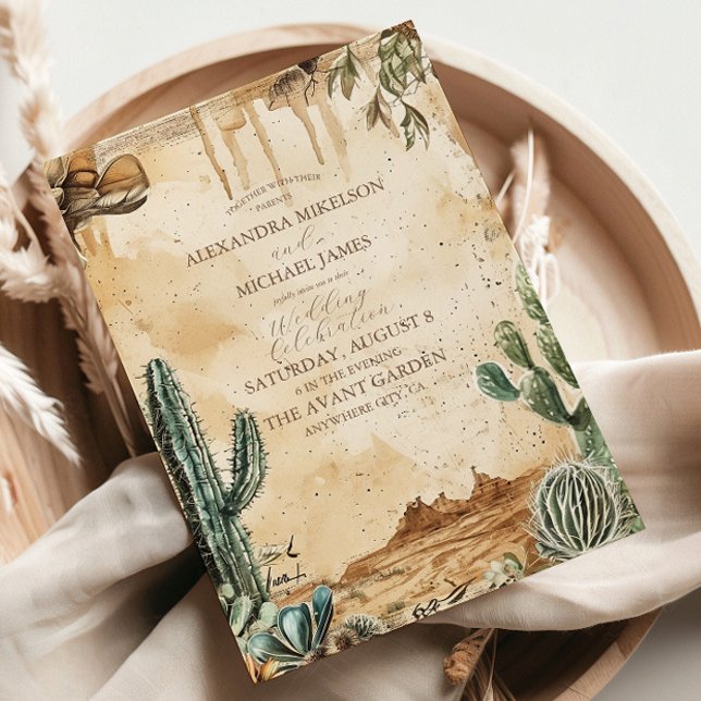 Invitation Aquarelle Boho Mariage occidental (Créateur téléchargé)