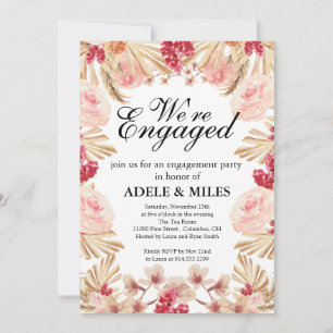 Invitation Aquarelle Boho Pampas Partie d'engagement de l'her