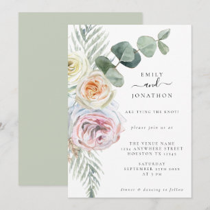 Invitation Aquarelle Boho Pastel Florals Eucalyptus Mariage