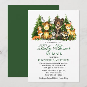 Invitation Aquarelle Bois Animaux Arbres Douche Par Courrier
